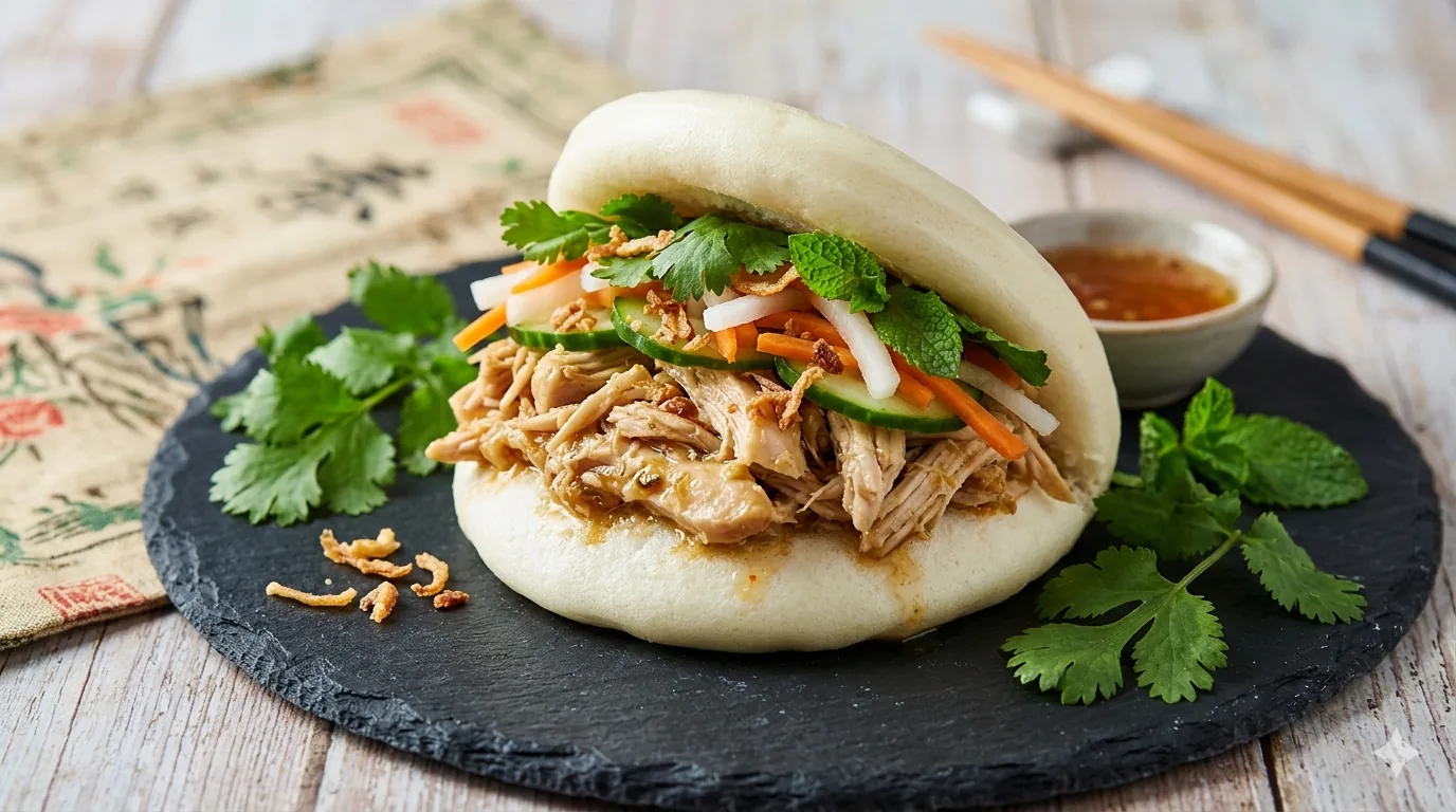 Bao poulet maison dans un restaurant chinois à Versailles